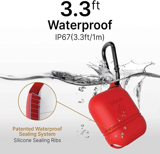 Catalyst Waterproof Case for AirPods 2nd Generation and AirPods 1st Generation - Wireless and USB-C Charging High Drop Protection AirPod Gen 2 and Gen 1 Case with Carabiner, One Piece Design