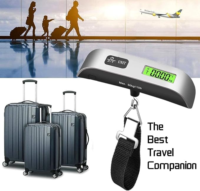 High Precision Luggage Scale - Portable Digital Suitcase Weight Scale with Hook, 110Lb/50Kg Capacity, Handheld Electronic Travel Scale for Easy Weighing
