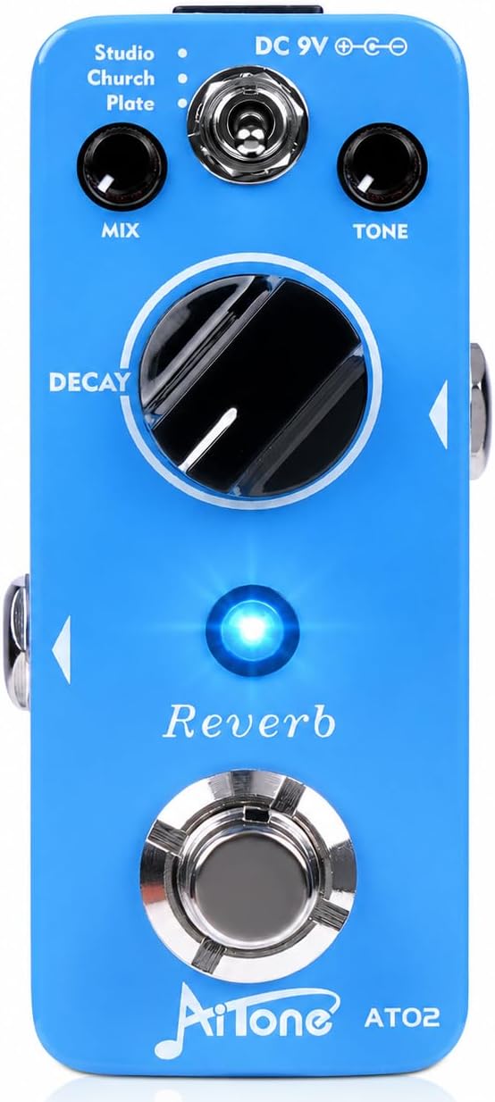 AITONE AT-02 Reverb Pedal Digital Reverb Guitar Effect Pedal with 3 Modes True Bypass for Electric Guitar