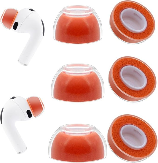 Klowcok Ear Tips Replacement for AirPods Pro 3 (3rd Generation 2025), Memory Foam Tips with Premium Soft Silicone, Anti-Slip Eartips 3 Pairs (S/M/L) (Orange)