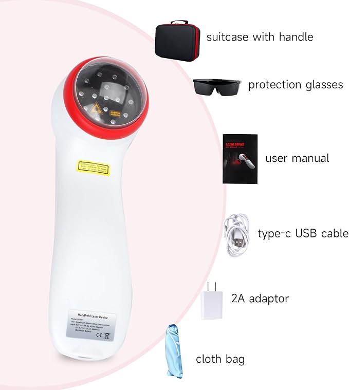 5000mAh Infra Red Light Cold Laser Therapy Device for Dog Pain Relief Low Level Infrared Laser Therapy Machine Pet 808 650nm Professional Vet LLLT Horse Portable Healing Treatment Home Muscle Relax