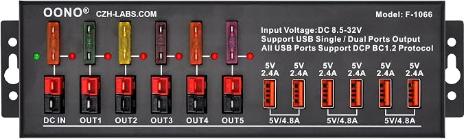 40Amp DC Power Splitter Distribution Module, 5 Power Pole Ports and 6 USB Ports Output