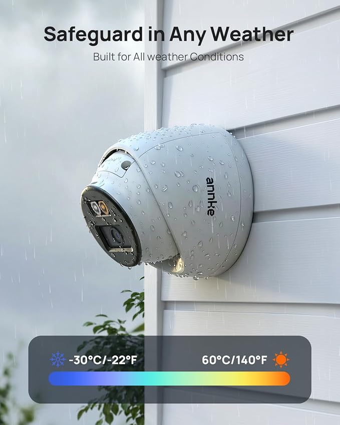 ANNKE 3K PoE Camera with Red & Blue Strobe Flash Light Alarm, IP Turret Security Camera Outdoor Indoor, Two-Way Audio, Color Night Vision, AI Human Detection, 123° Wide Angle, 24/7 Recording, IP67