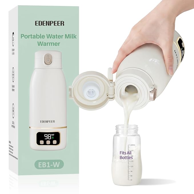 Portable Bottle Warmer for Travel, Fast Baby Bottle Warmer On the Go with Precise Temp Control, 17 OZ Milk Warmer, Leak-Proof Cordless Breastmilk Warmer, Fits Most Bottles, Ideal Newborn Baby Gift
