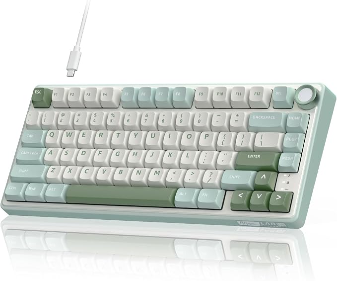 RK ROYAL KLUDGE R75 Mechanical Keyboard Wired with Volume Knob, 75% Keyboard Gasket Mounted, RGB Backlit, Creamy Keyboard with MDA Profile, PBT Keycaps, Hot Swappable Pre-lubed Tactile Switch