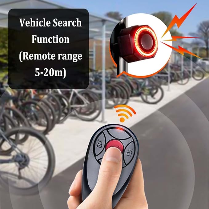 110dB Anti-Theft Bike Tail Light Alarm with Remote, Wireless Rechargeable Bike Alarm with Anti-Theft Alert Security System,Waterproof Brake Light for Motorcycle,Bicycle, E-Bike, E-Scooter