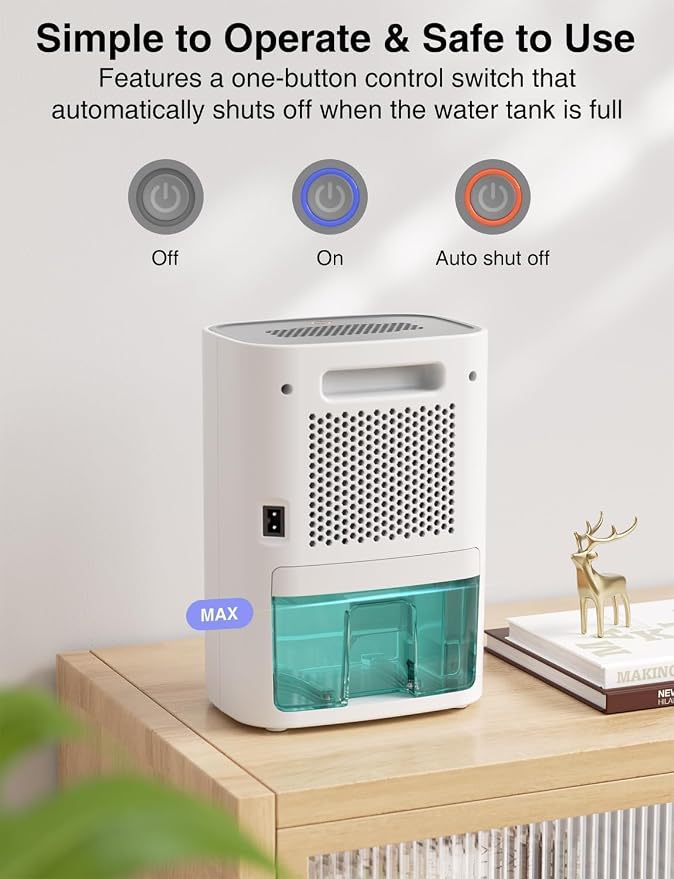 CLEVAST Small Dehumidifier for Home, 30 OZ Mini Quiet Dehumidifiers for Bedroom, Portable Compact Air Dehumidifier for Bathroom, Closet, RV, Camper, House (285 sq. ft), Not Cordless