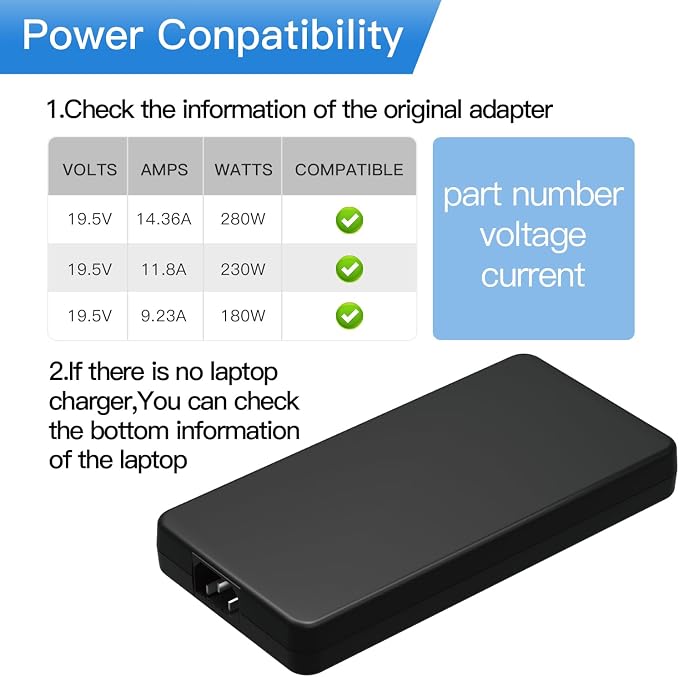 280W 14.36A 19.5V AC Charger for Acer Predator Helios 300 Laptop PH317-56 PH315-55 Acer Nitro AN515-46 AN515-58 Nitro AN16-51 ADP280DB B, A21-280P1A Power Adapter