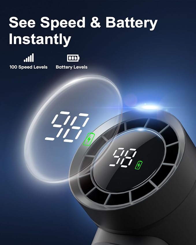 SOTHING Handheld Fan - Portable Fan with Charger Power Bank, 6000mAh Rechargeable18W Fast Charging, Type-C Input, 50000RPM High Speed Turbo Airflow for Travel Concerts Cruise Makeup, Black