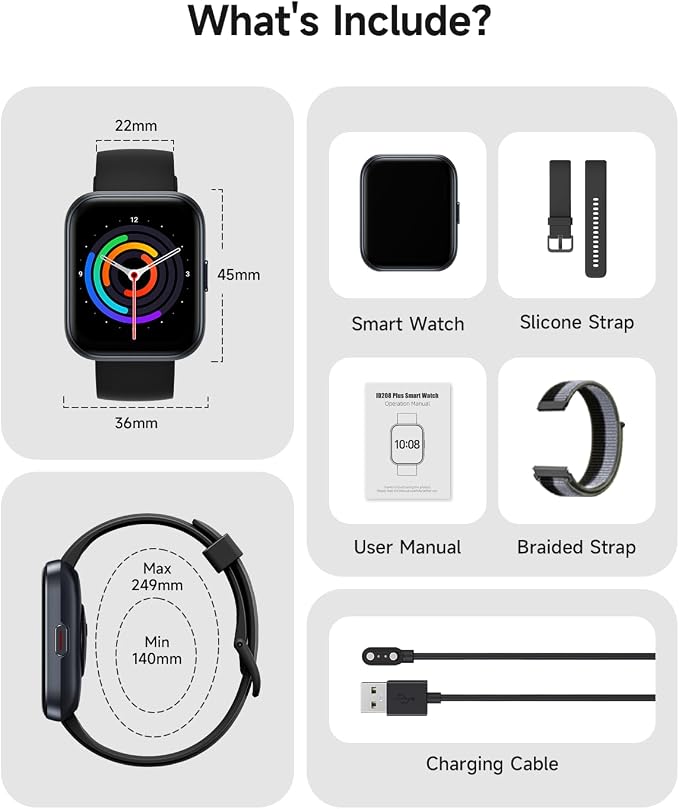 Woneligo Smart Watch for Women, Answer/Make Calls, Alexa Built-in, 1.85" Touch Screen Fitness Tracker for Android & iPhone, Heart Rate/Sleep/SpO2 Monitor Smartwatch, Waterproof (Black)