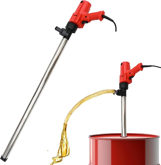 2480W Electric Fuel Transfer Barrel Pump, 110V 13000RPM, for 55 Gallon Electric Transfer Pumps with 36in Stainless Steel Tube and 6.6ft Steel Wire Hose, for Diesel,Lubricants,Slightly Viscous Liquids