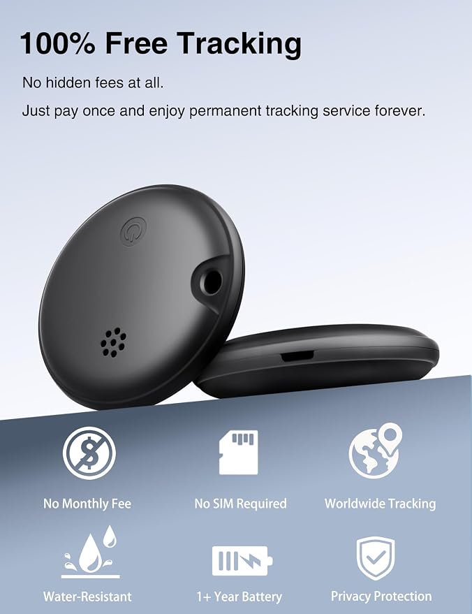Magnetic Car Tracker, Smart Tracker Tag for Vehicle & Item Locators - Zero Monthly Fee, No Wiring, Real-Time Tracking, Compatible with Apple Find My & Google's Find Hub (Black 2-Pack Non-Magnetic)