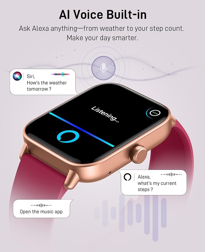 Hingso Smart Watches for Women, 1.85" Fitness Tracker for Android & iPhone | Bluetooth Call & Text Alert, Alexa Built-in, 24/7 Heart Rate/SpO2/Sleep/Cycles Monitor, 120+ Sports, IP68 Waterproof, 2 Bands
