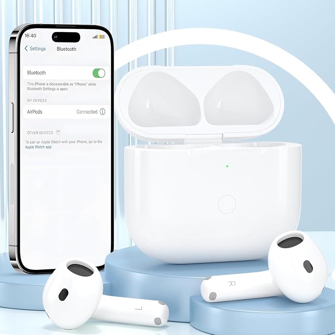 Replacement Wireless Charging Case for AirPods 4th Generation, Type-C Port, Bluetooth Pairing Sync Button, Compatible with AirPod 4 (2024), Charging Case Only (No Earbuds)