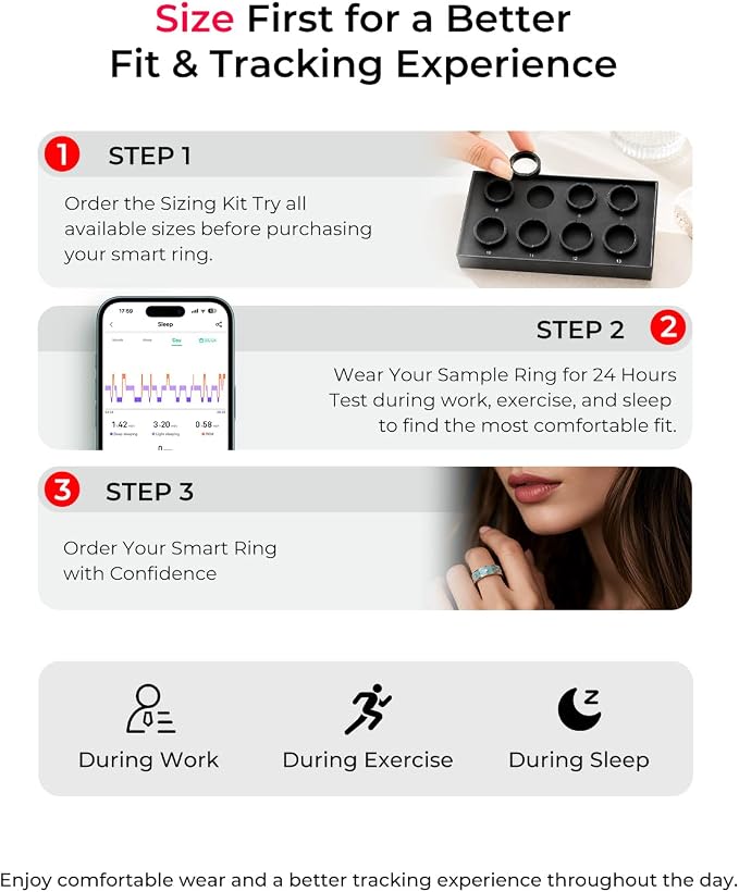 7 Gen Diamond Smart Ring 【Industry Rank 1-0 Measurement Error】 2026 Smart Ring for Women - Advanced Health Tracker for Wellness and Activity Tracking, Red 7#