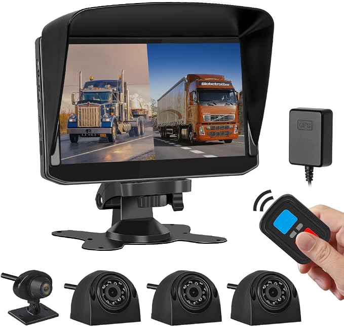 VSYSTO 4CH Truck Dash Cam 360 Surveillance DVR Recorder Backup Camera w/GPS 7.0'' Monitor Waterproof 1080P Front & Side (Left/Right) & Rear View IR Night Vision for Vehicles Semi Truck Trailers