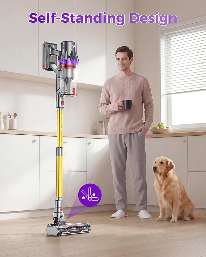 Coovy SU7 Ultra Cordless Vacuum Cleaner, 55KPa/650W 80Mins Runtime Powerful Suction Stick Vaccum for Whole-House Cleaning, Self-Standing Anti-Tangle Vac for Hard Floors Carpet Pet Hair, Ultra Version