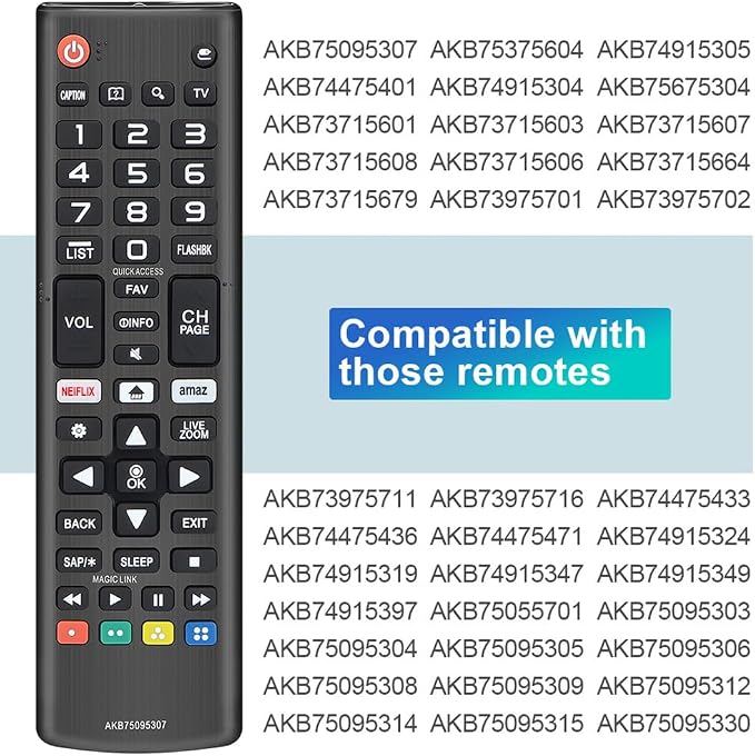 Universal for LG-TV-Remote-Control-Replacement, Compatible with All LG Smart TVs (AKB75095307)