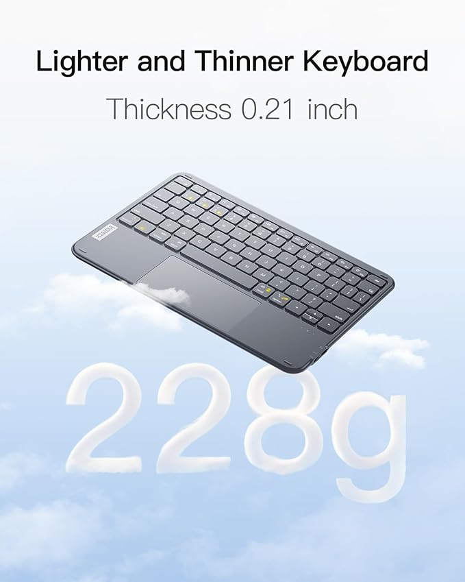 Inateck Bluetooth Keyboard with Touchpad, Ultra Slim and Portable Wireless QWERTY Keyboard, Compatible with Windows and iPad OS, KB01105