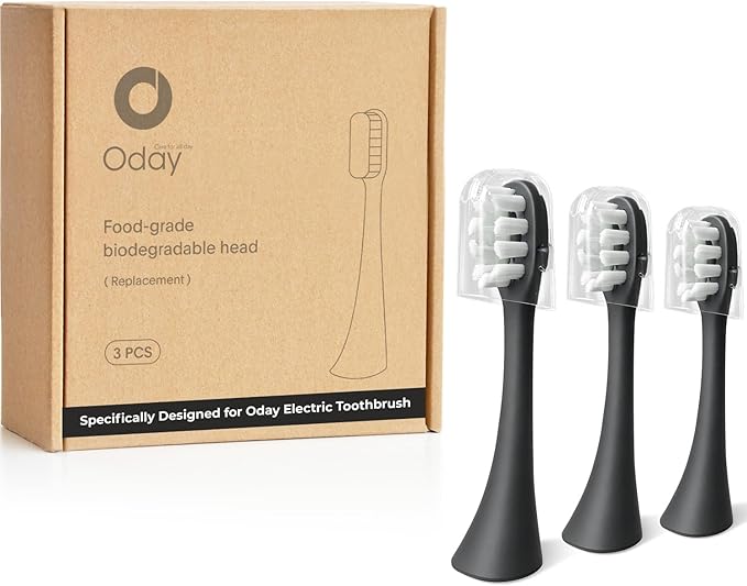 Oday Electric Toothbrush Heads, Customized for Effective Yet Gentle Ultra-Clean Feel, Long-Lasting Replacement Brush Heads, Compatible Only with Sonic Toothbrush Black - Pack of 3