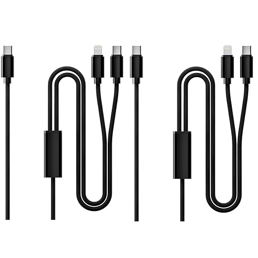 2 in 1 USB C to USB C/Lightning Cable 100W Max 4FT 2Pack,Multi Cable Simultaneous Fast Charging Compatible with MacBook Air/Pro/iPad/iPhone 17/16/15/14/13/12/11 Series,Galaxy S26/S25/24 Series/Pixel
