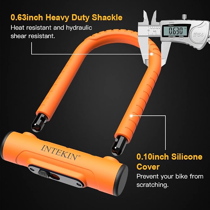Bike U Lock Heavy Duty Bike Lock Bicycle Lock, 16mm U Lock and 3ft / 5ft / 6ft Length Security Cable with Sturdy Mounting Bracket for Bicycle, Motorcycle and More