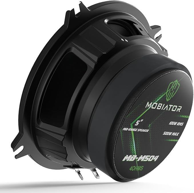 Midrange Loudspeakers MB-M504 5'' 500W Max, 4 Ohms High Efficiency Car Audio Door Speakers for Car or Truck Stereo Sound System-Black (2 Speakers) (MB-M504)