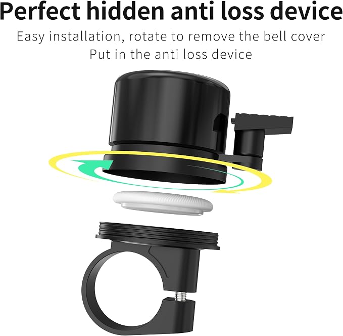 Smart Bike Tracker Bell - Hidden Anti-Theft Bicycle GPS Locator (No AirTag Needed), Works with Apple Find My, 120dB Loud Ring, Waterproof Bike Accessories for Commuters