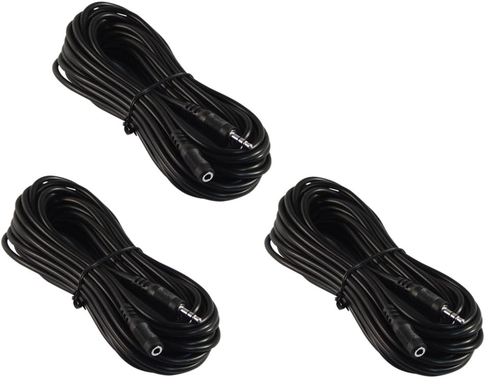 Three Pack of YCS Basics 25 Foot 3.5mm Stereo Headphone/AUX Extension Cable Male/Female