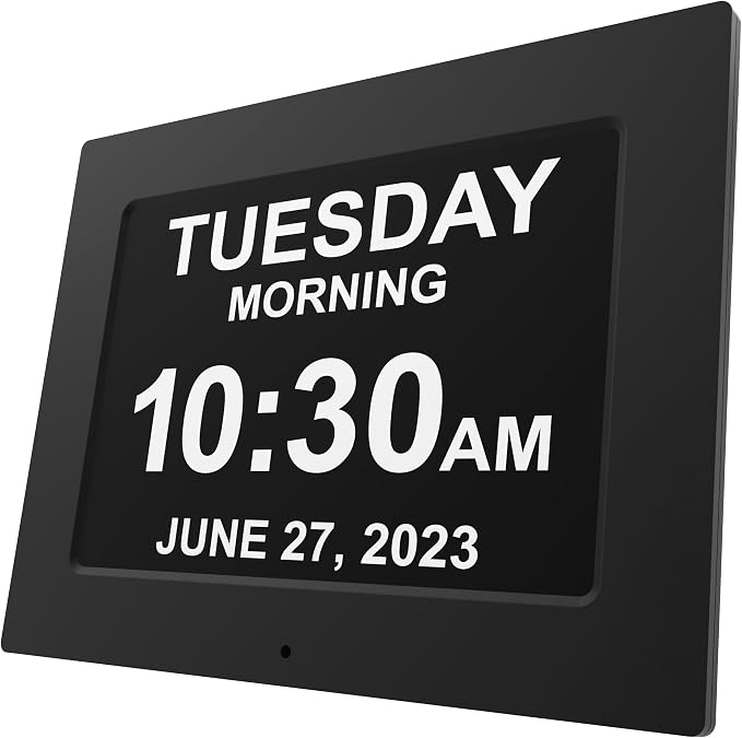American Lifetime 【New 2025】 Dementia Clock Large Clock for Seniors, Digital Clock with Custom Alarms, Clock with Day & Date for Elderly, Large Number Digital Clock Black Extra Large