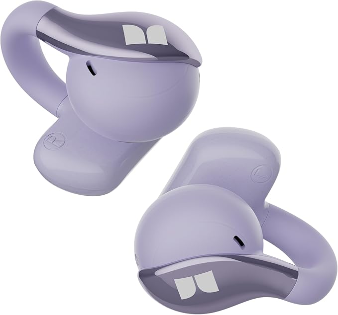 Monster Open Ear AC225 Headphones, Bluetooth 6.0 Wireless Earbuds, Stereo Sound, Lightweight Comfort Clip-On Earbuds with ENC Mic for Clear Calls, 36H Playtime, Touch Control, IPX6 Waterproof, Purple