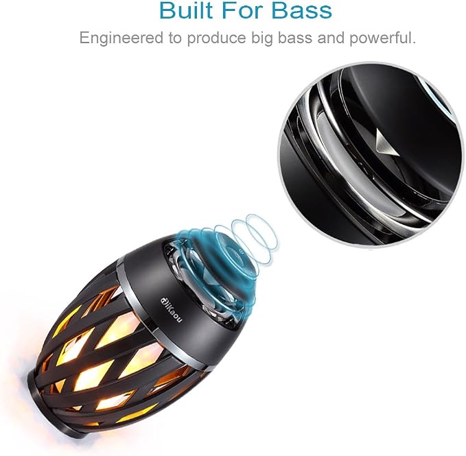DiKaou Led Flame Speaker, Torch Atmosphere Bluetooth Speakers&Outdoor Portable Stereo Speaker with HD Audio and Enhanced Bass,LED flickers Warm Yellow Lights BT4.2 for iPhone/iPad/Android