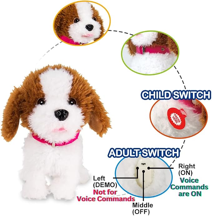 WEofferwhatYOUwant Interactive Voice Command Robot Dog – Plush Goldendoodle Teddy Toy – Responds to 12 Commands – Walks, Barks, Dances, Sings – Smart Talking Robotic Pet for Kids, Toddlers, Seniors