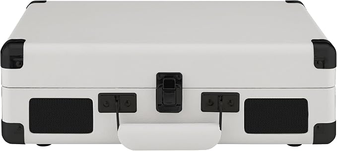 Crosley CR8005DP-WF Cruiser Plus Vintage 3-Speed Bluetooth in/Out Suitcase Vinyl Record Player Turntable, White Farmhouse