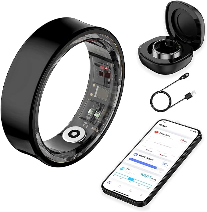 Smart Ring for Women & Men - Heart Rate, Blood Oxygen, Sleep Tracker | Waterproof IP68 | 12-Day Battery | Heart Rate, Steps, Calories Monitor | Comfort Fit Wearable Tech Accessory Ring