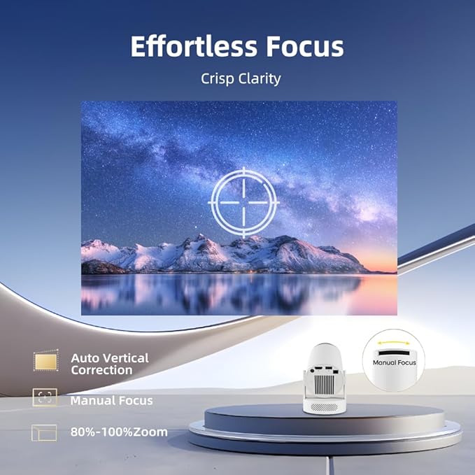 Mini Projector with WiFi and Bluetooth, Portable Projector 4K Support, 5W Soundbase Speaker, Auto Keystone Correction 180°Rotatable Smart Proyector for Movie Home HY300 Ultra