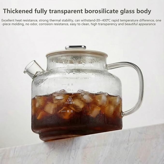 Lemuugo 1.2L Smart Electric Kettle with Tea Infuser, Borosilicate Glass Health Pot, Hot Water Kettle Electric, Digital Temperature Control with 24-Hour Timer, Tea, Stew & Dessert Cooker