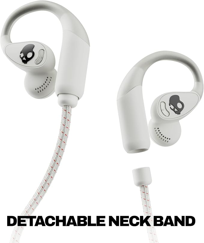 Skullcandy Push 540 Open Wireless Open-Ear Bluetooth Earbuds, Headphones, Sweat and Water Resistant, 42 Hours Battery, Detachable Neckband, Secure Fit, Microphone for iPhone Android - Bone