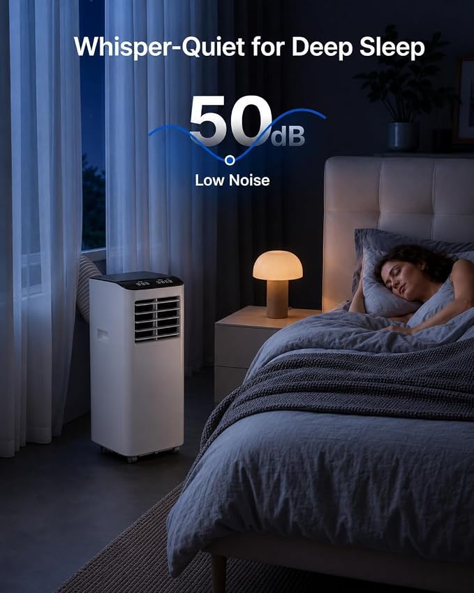 8000 BTU Portable Air Conditioners, 3-in-1 Portable AC Unit with Cool, Dehumidifier & Fan, Cools Up to 350 Sq.Ft, Remote Control, 24 Hour Timer and Window Kit, 2 Speeds for Bedroom Office
