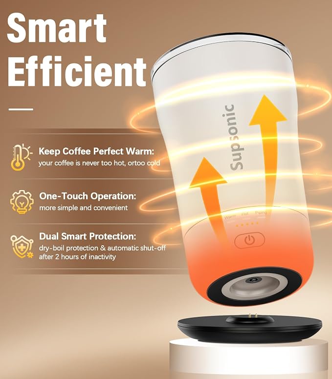 Supsonic - 14oz Heated Coffee Mug, Self-Heating Travel Mug with 3-Temp Settings, Insulated Stainless Steel Constant Temperature Heating Mug for Beverage, Smart Heating Portable Coffee Mug | S1