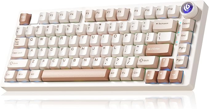 LEOBOG HI75CPro Mechanical Aluminum Keyboards, Gaming Keyboard RGB Backlit Tri-Mode BT5.0/2.4GHz/USB-C, Creamy Keyboard with PBT Keycaps for PC/Win/iOS/Andriod-Turquoise Switch, Brown