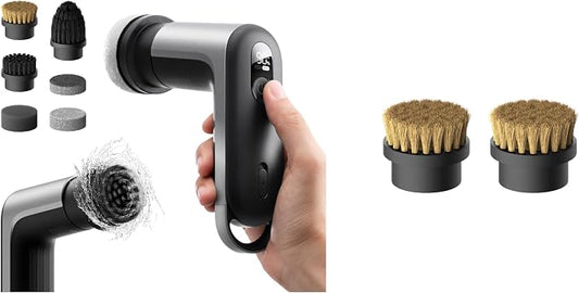 HOTO Grip™ Cordless Electric Spin Scrubber + 2 Pcs Replacement Sisal Brush Heads