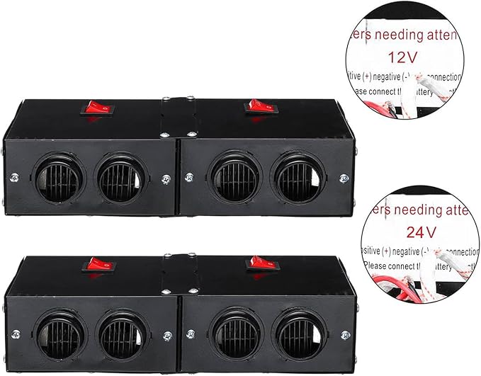 Car Heater Windshield De-Icers - Torcarvh Car Defogger 12V 500W Car Heater 2 in 1 Portable Car Heaters and Cooling Fan with Purification for Winter (24V 500W, 4 Holes)