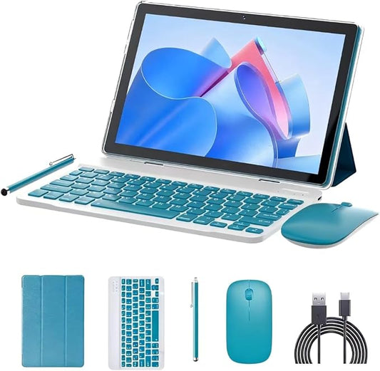 10 inch Tablet Android 15 Tablets PC Set 2 in 1 Tablet with Keyboard Case Mouse Stylus 8GB RAM+64GB ROM 1TB Expansion Tableta Computer 10.1" IPS Screen 2MP+8MP Dual Camera 6000 mAh battery WiFi BT Tab