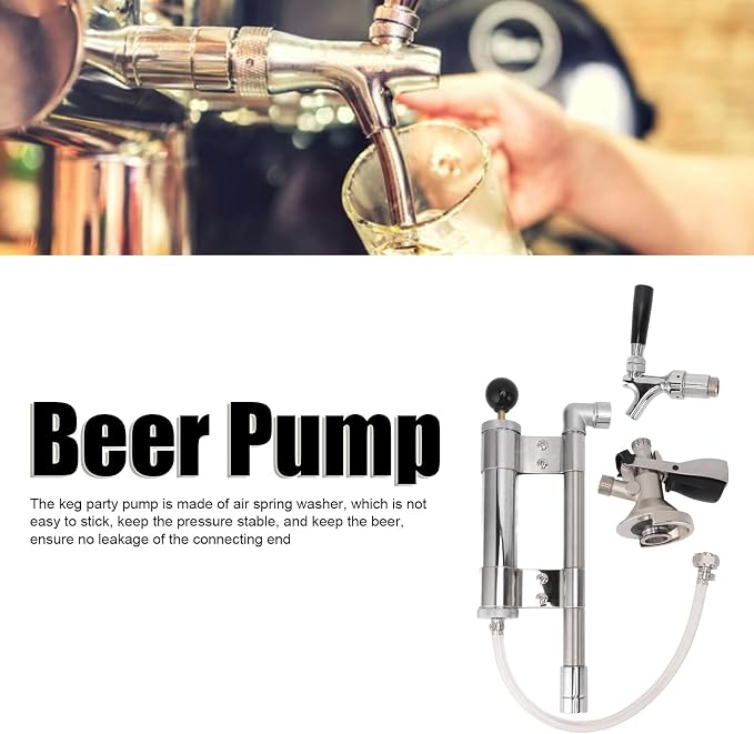 Stainless Steel Beer Tap Hand Pump for Kegs - Portable 8 Inch Draft Dispenser with Reusable Design for Home Party Camping Picnic Outdoor Events(Type A)