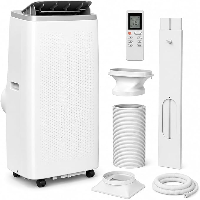 GarveeLife 14,000 BTU Portable Air Conditioners, Cools Large Room Up to 750 Sq.Ft, 4-in-1 AC Unit with Dehumidifier & Fan, Remote Control, Quiet Sleep Mode, Energy Efficient for Home Office Garage