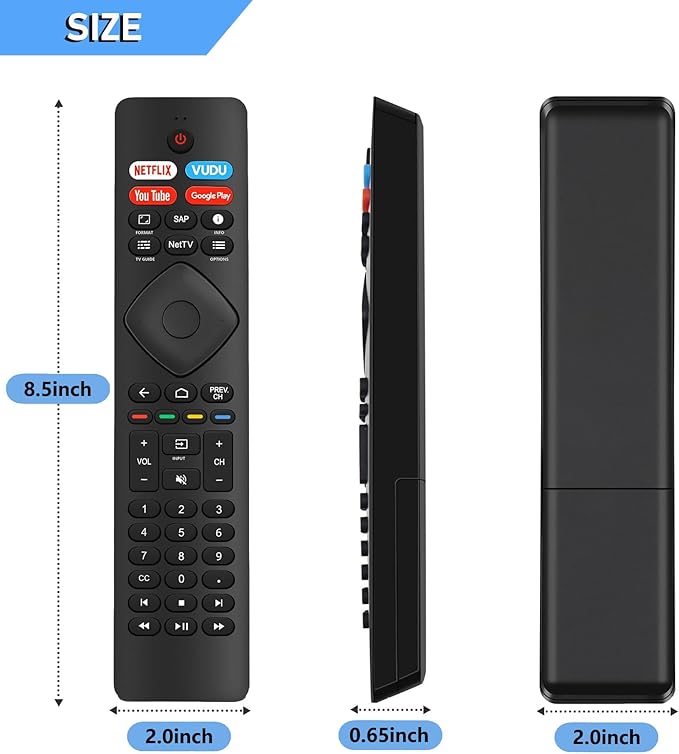 Remote Control Replacement fit for All Philips Android 4K Smart TV LED LCD HDTV 3D UHD TV, 43PFL5766/ F7 50PFL5704/ F7 55PFL5604