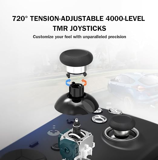 GuliKit TT MAX Bluetooth Gaming Controller for Switch 2/Switch/PC/Android/iOS, Ultra-Fast Gamepad with Adjustable TMR Joysticks, Hall & Micro Triggers, 4 Rear Paddles, Switch 1/2 Wake-Up & Multi-functional Adapter