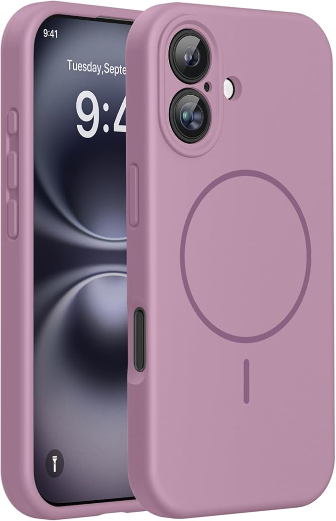 Miracase Magnetic for iPhone 16 Plus Case, [Soft Anti-Scratch Microfiber Lining], Magnetic for MagSafe, Liquid Silicone Shockproof Drop Protection Phone Case for 16 Plus,Blackcurrant