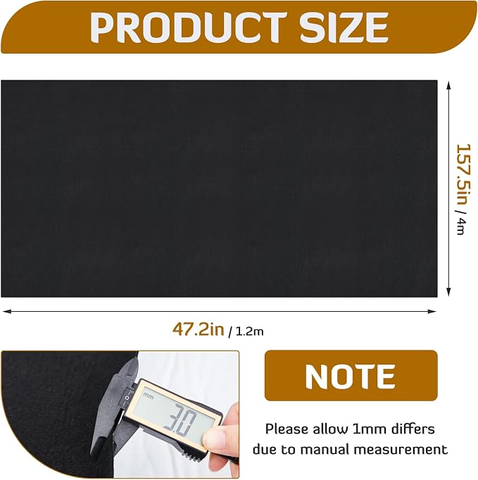 Nuanchu 51.6 sq ft 47.2 x 157.5 in Black Underfelt Carpet with Adhesive Back for Speaker Sub Box, Underfelt Carpet for RV, Boat, Marine, Auto, Truck, Car Trunk, Door Liner, Desk